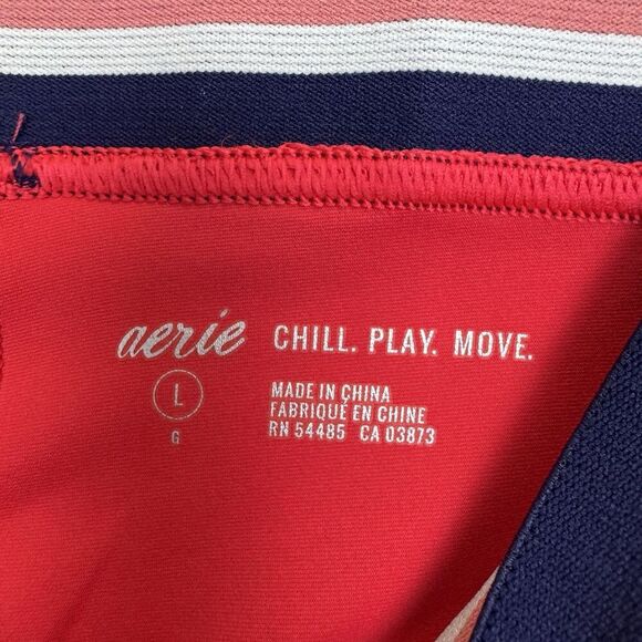 Aerie Red High Rise Leggings Size L Chill Play Move Athleisure Workout Running - Picture 5 of 5